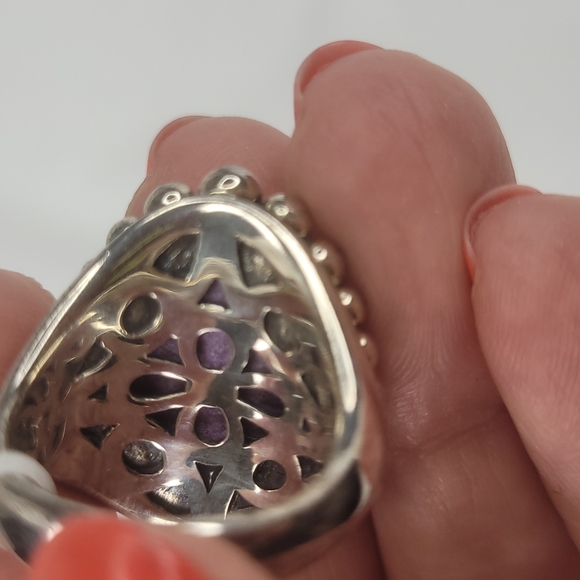 NWOT LAGOS HEAVY BAND Caviar faceted charoite doublet Maya purple silver RING 7 - Picture 11 of 13